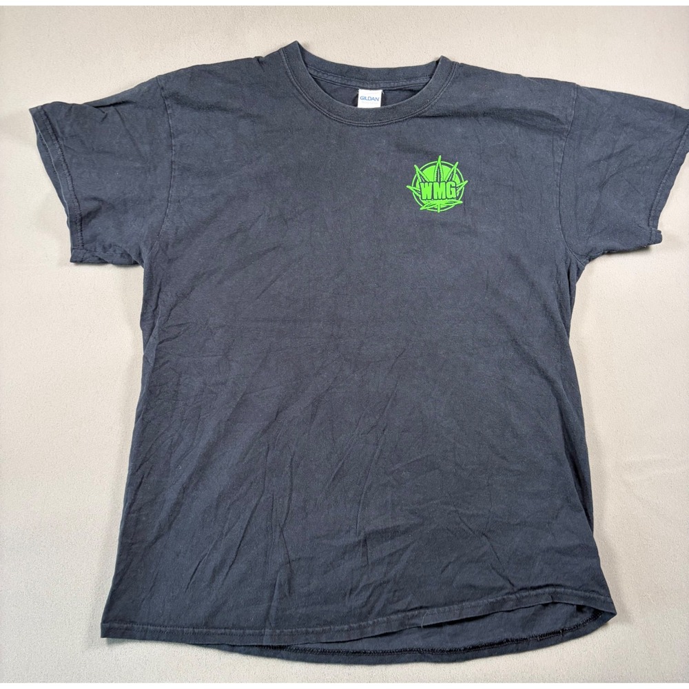 Gildan Western Mass Grass T-Shirt Mens Large Black Neon Green Graphic Tee L